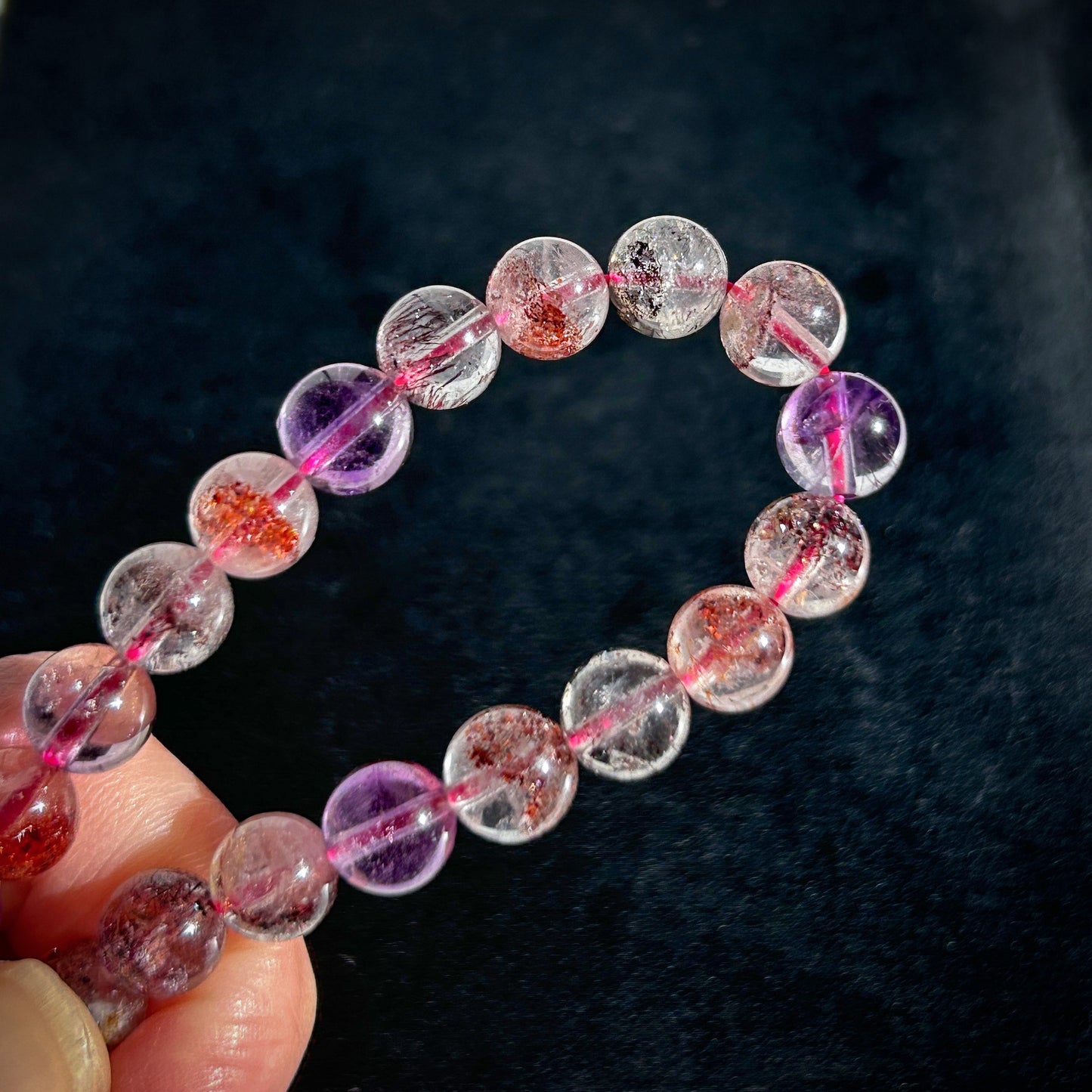 Rare Top Quality Natural Super Seven Beaded Bracelet in 7.7MM - Crystal Moment