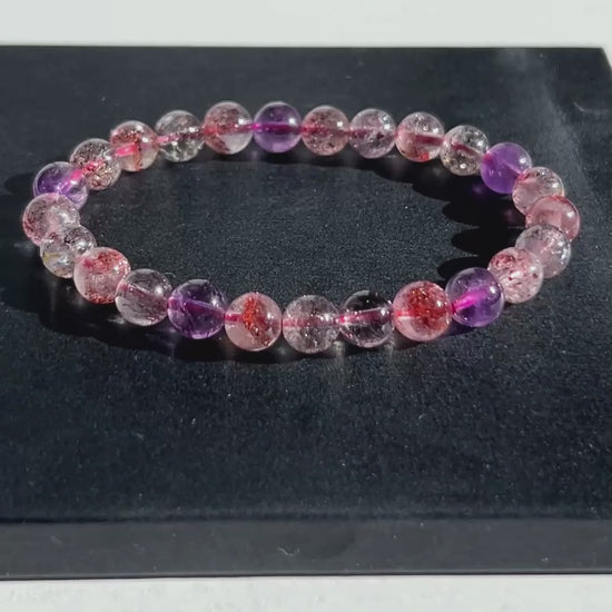 Rare Top Quality Natural Super Seven Beaded Bracelet in 7.7MM